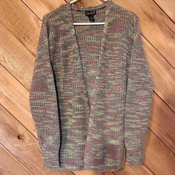 Questions Long Sleeve Gray Open Front Cardigan Sweater Size Medium - Picture 7 of 8